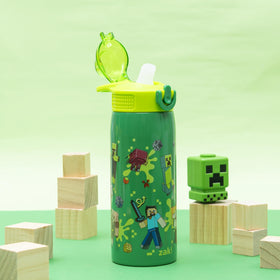 Zak Designs Minecraft Sage bottle featuring Alex, durable stainless steel for daily adventures.