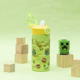 Zak Designs Minecraft Sage Water Bottle lid with spout, easy one handed drinking on the go