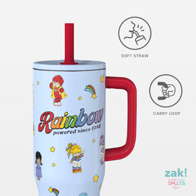 Lid seal helps prevent spills on Rainbow Brite Sutton travel tumbler.