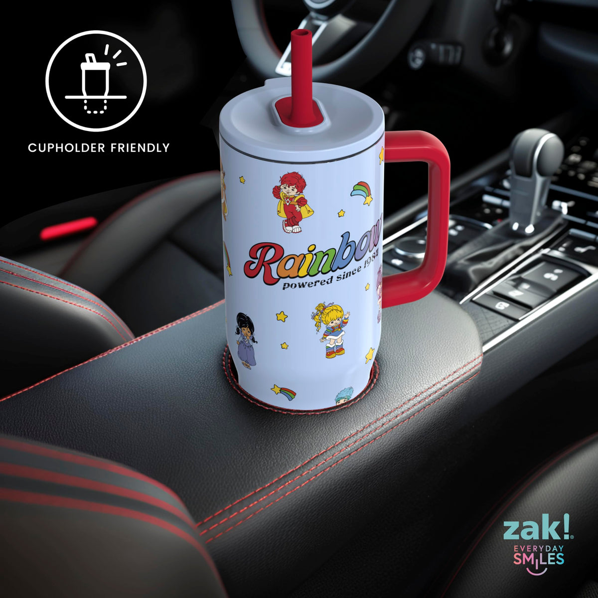 Rainbow Brite Sutton tumbler in use during a daily commute.