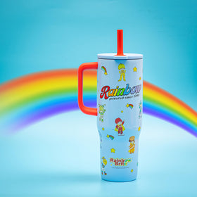 Silicone straw in Rainbow Brite Sutton tumbler for easy sipping.