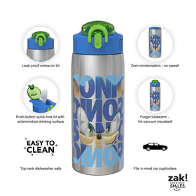 Zak Designs Sonic bottle with built-in loop handle for easy carrying.