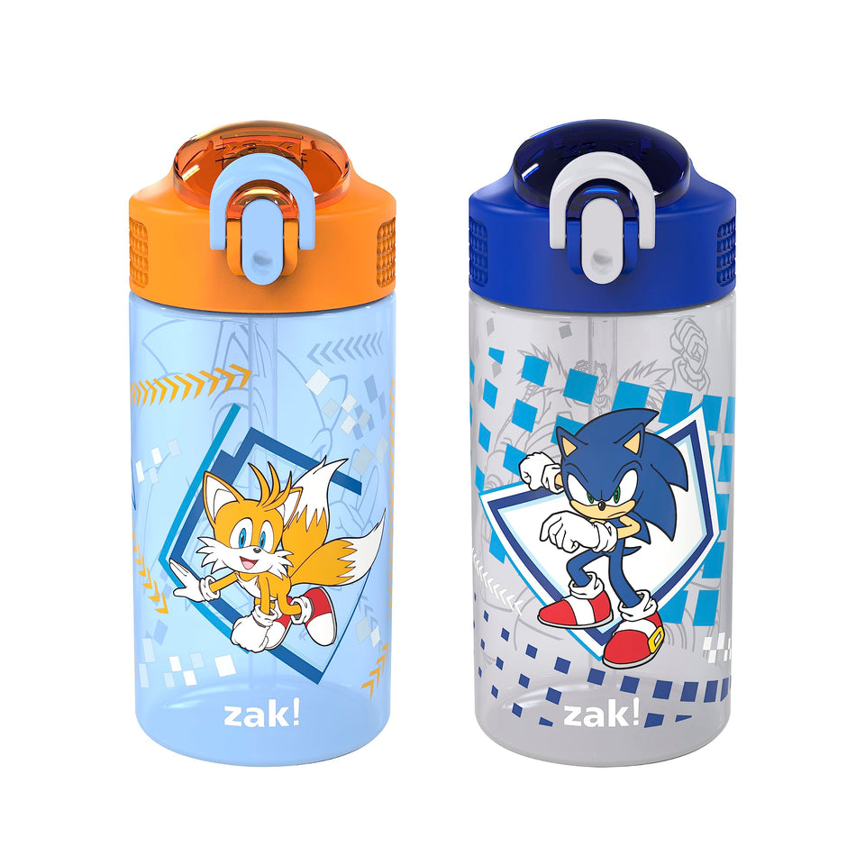 Zak Designs Sonic kids bottle with leak-proof lid and spout for mess-free drinking