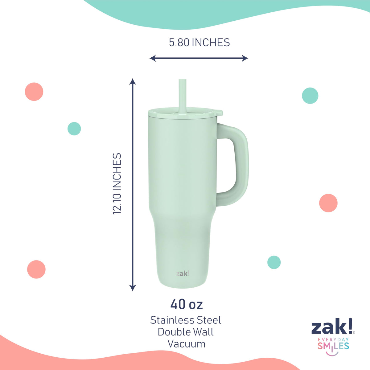Zak Designs Sutton keeps drinks cold for hours with vacuum insulation.