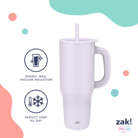 Zak Designs Sutton tumbler with sealable lid reduces spills during travel