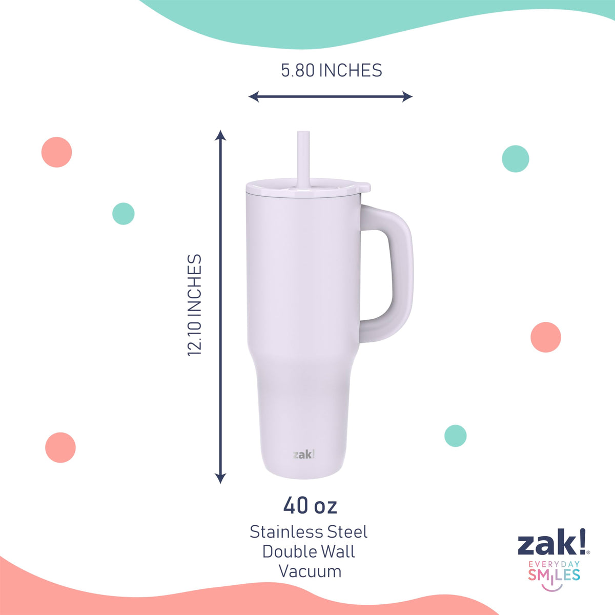 Zak Designs Sutton smoky lilac color adds stylish, easy-to-spot hydration gear