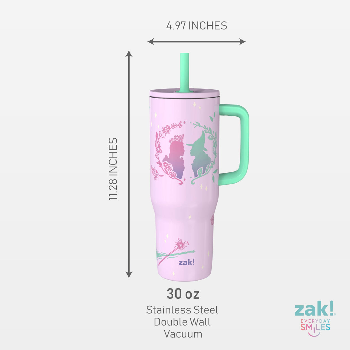 Zak Designs Wicked Sutton tumbler features bold Wicked design for everyday use.