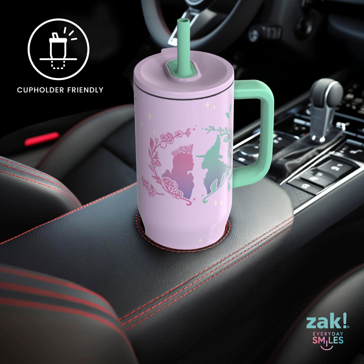 Zak Designs Wicked Sutton tumbler designed for on-the-go hydration.