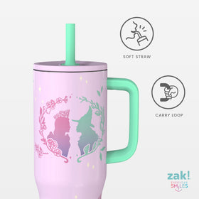 Zak Designs Wicked Sutton tumbler with silicone straw for easy sipping.