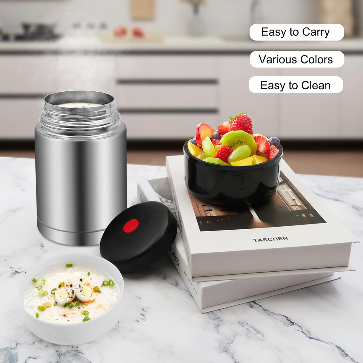 Stainless steel finish resists corrosion and looks sleek.