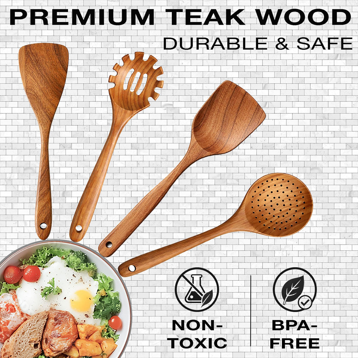 Z&YOU teak utensil set fish spatula for delicate turning
