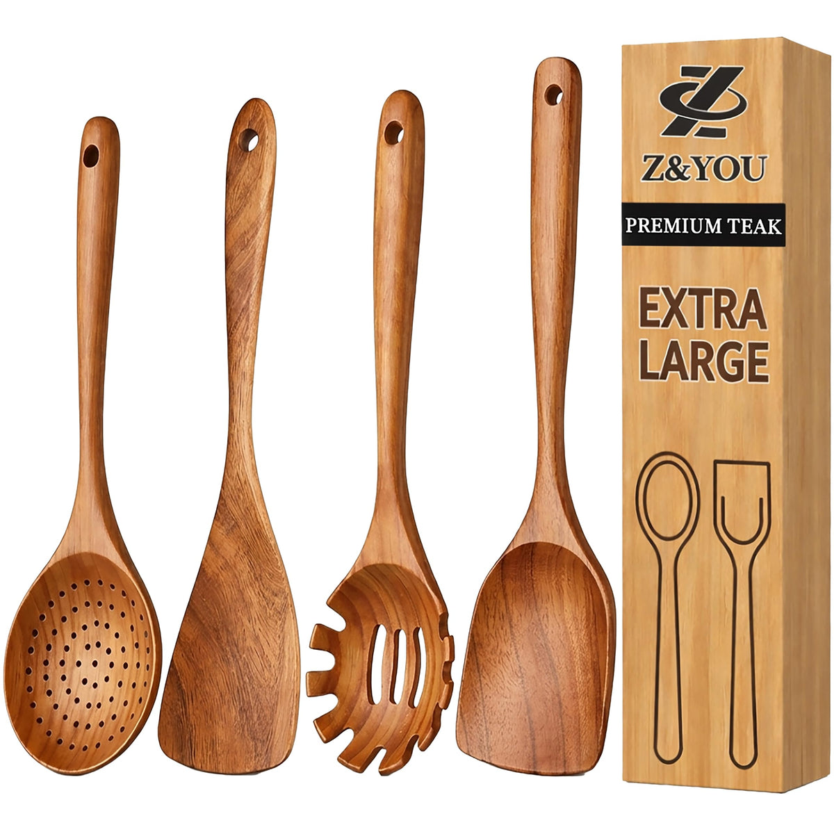 Z&YOU teak utensil set spatula for non-stick cookware