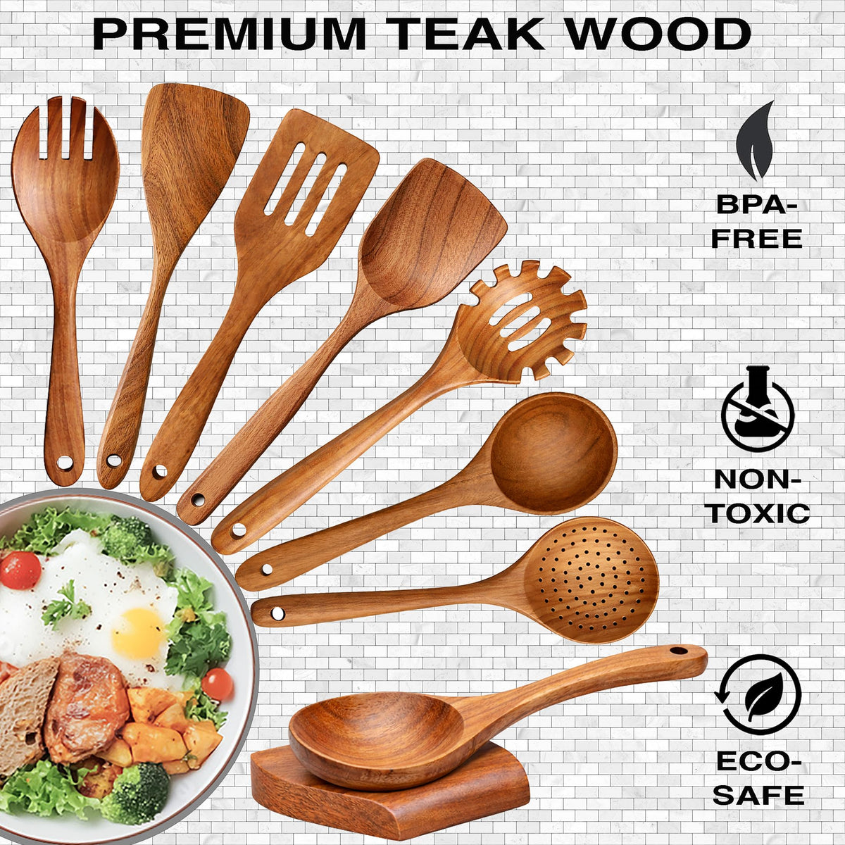 Z&YOU teak fish spatula enabling precise flipping on pans