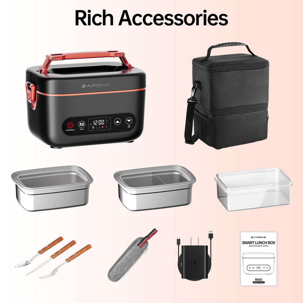 Zapone insulated bag for portable, mess-free meals.