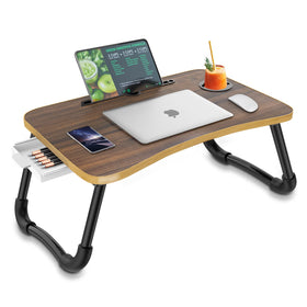 Zapuno foldable laptop bed table with curved desktop edge for comfortable use