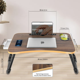 Zapuno foldable laptop bed table with legs folded for compact storage