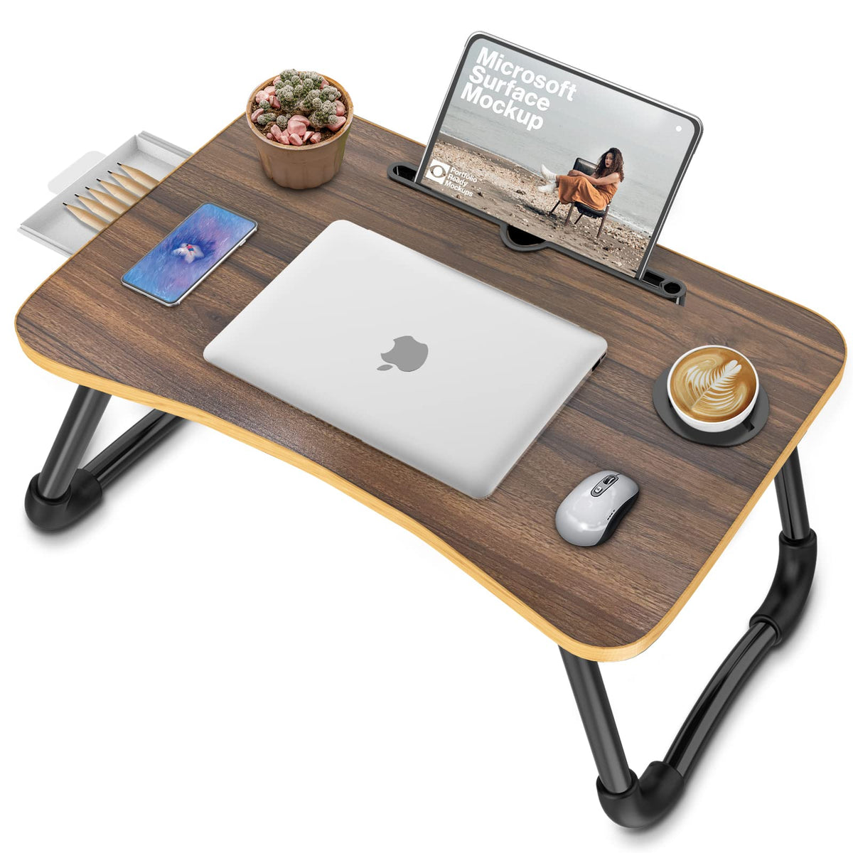 Zapuno laptop bed table in a dining/work setup on a sofa