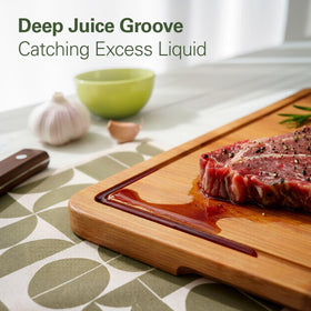 Zarler bamboo cutting board shows carbonized finish for durability