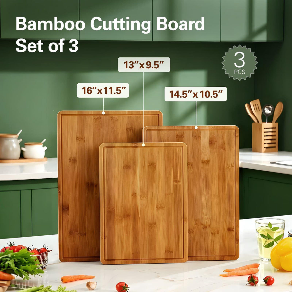 Zarler bamboo cutting board reinforced core for stability
