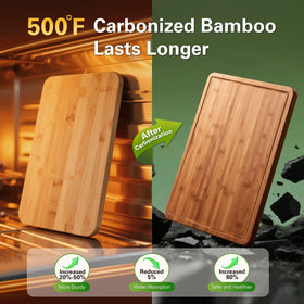 Zarler bamboo cutting board with handles for easy transport