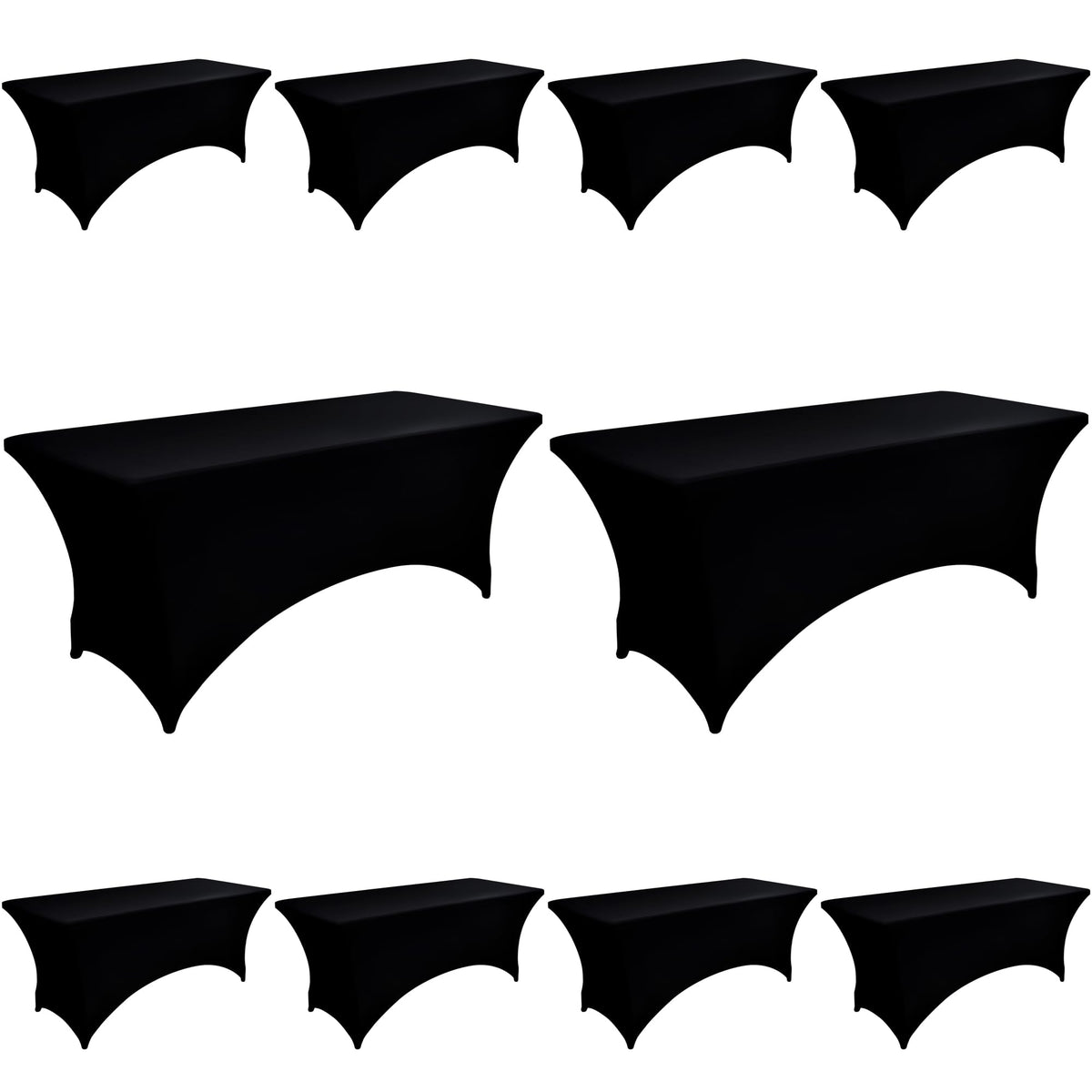 ZarzaaSik 10-pack 6ft black spandex table cover flat layout for events