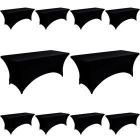 ZarzaaSik 10-pack 6ft black spandex table cover flat layout for events