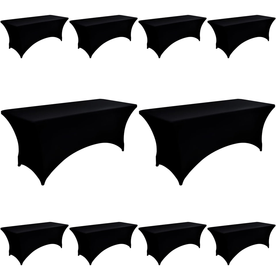 ZarzaaSik 10-pack 6ft black spandex table cover flat layout for events
