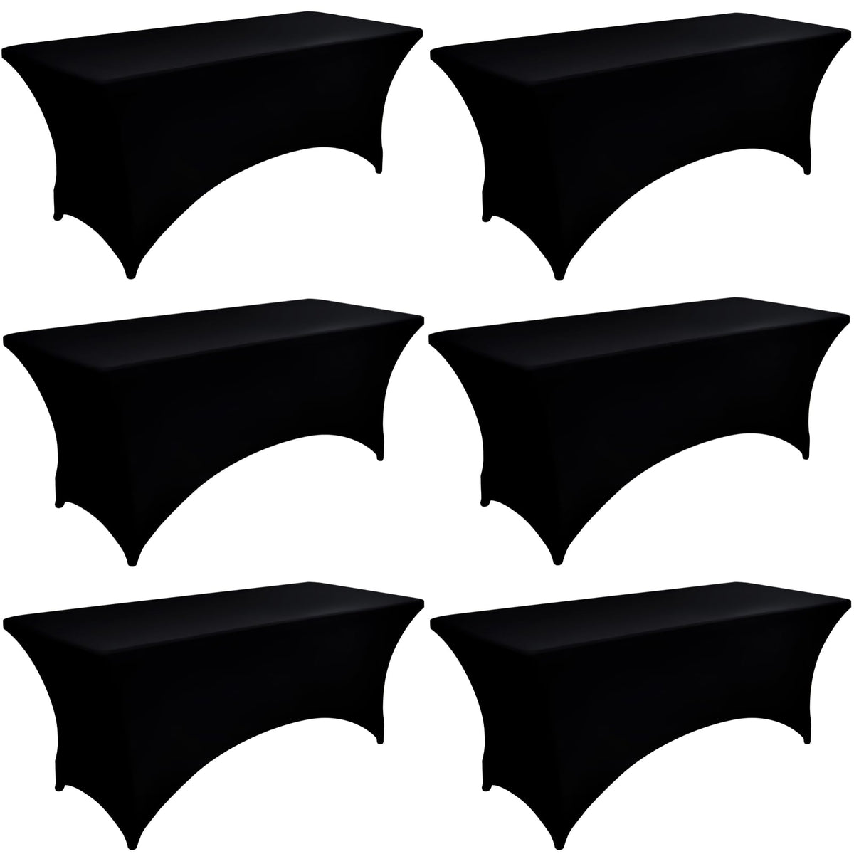 ZarzaaSik 6ft black spandex table cover on folding table for a seamless display