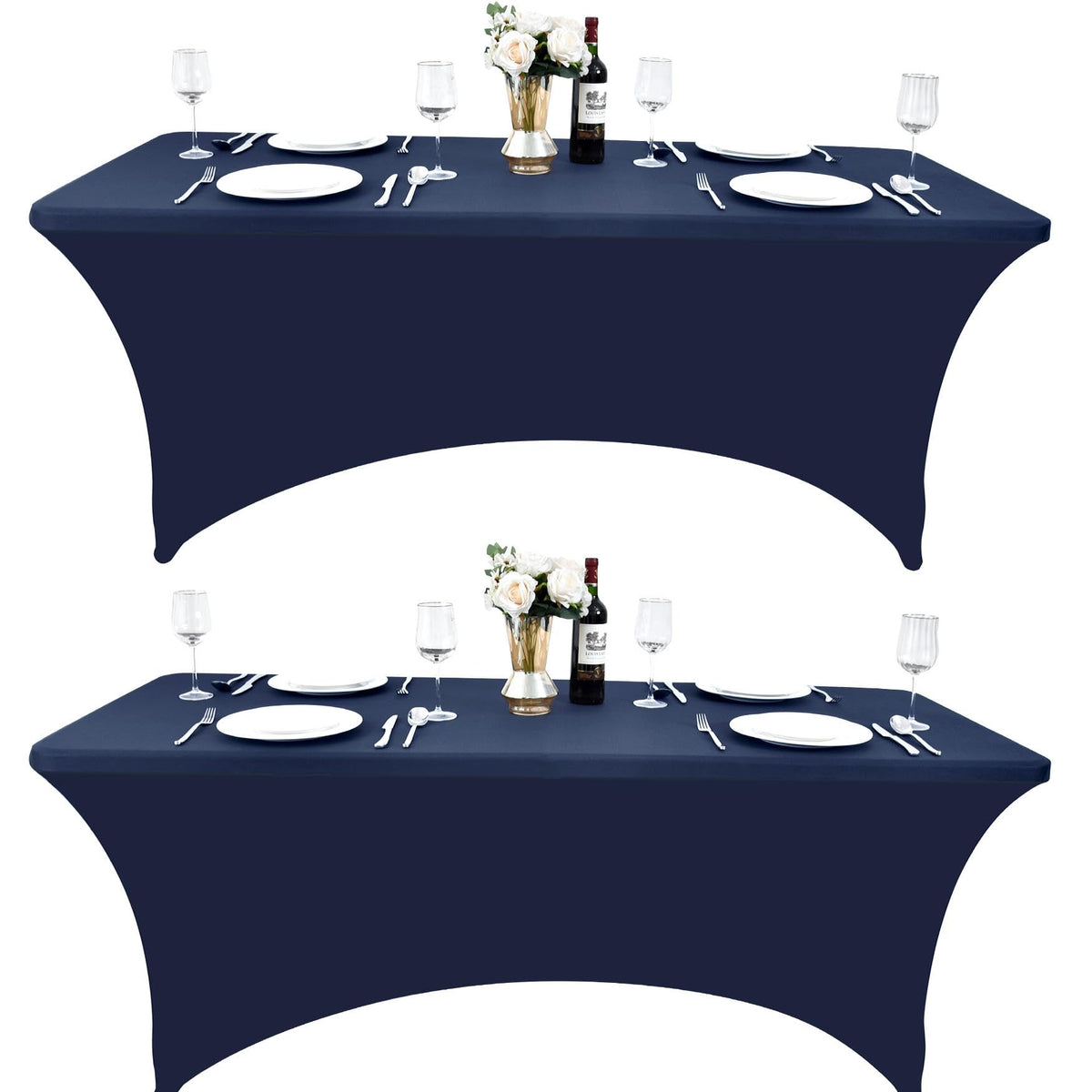 ZarzaaSik 6ft spandex table cover drapes smoothly over a rectangle table.