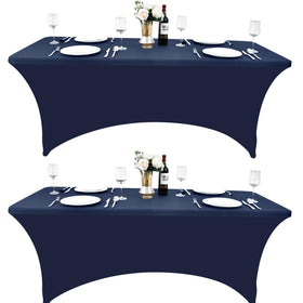 ZarzaaSik 6ft spandex table cover drapes smoothly over a rectangle table.