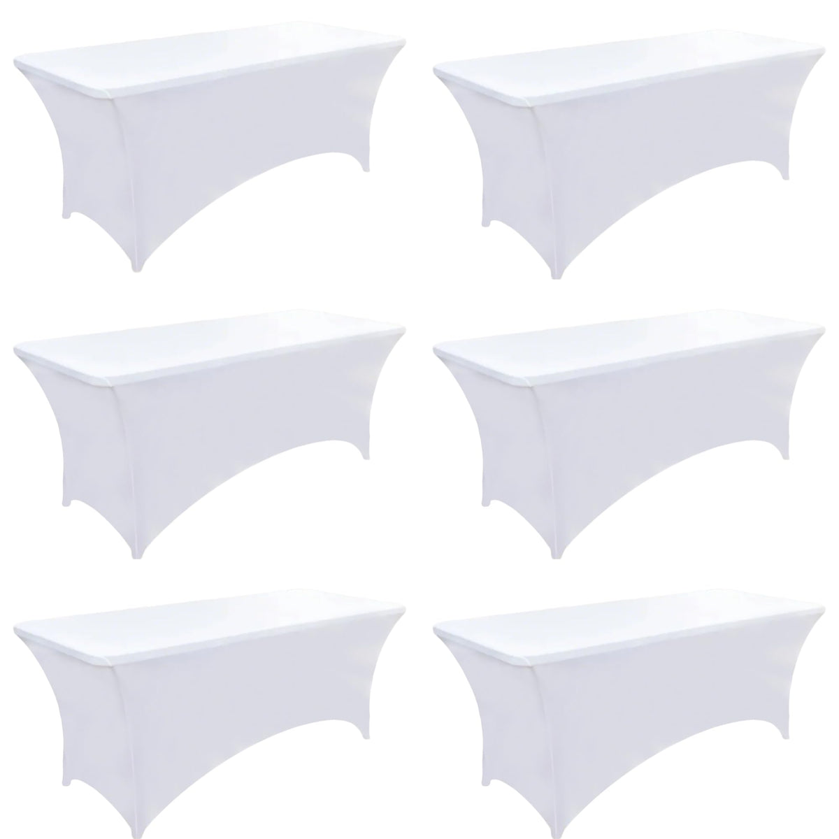 ZarzaaSik 6ft white spandex table cover on rectangle table for a clean, wrinkle-free look
