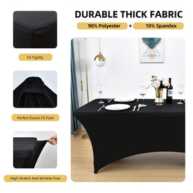 ZarzaaSik four-leg pockets spandex table cover keeps legs protected and setup quick