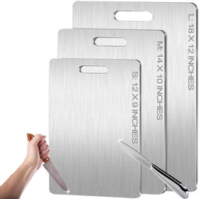 Zaucet titanium cutting board 18x12 dimension provides spacious prep area with easy cleanup.