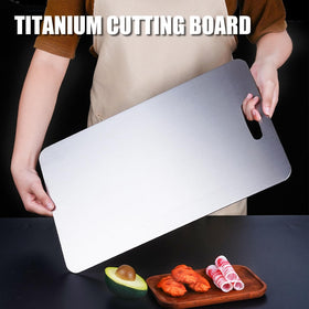 Zaucet Titanium Cutting Board back side for meat to prevent cross contamination.