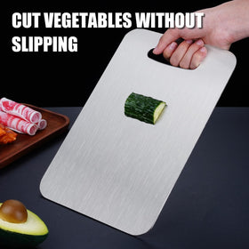 Zaucet titanium cutting board easy clean surface emphasizes hygienic, stain-resistant properties.