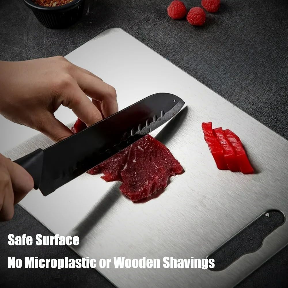 Zaucet Titanium Cutting Board front side 14x10 for versatile kitchen prep.