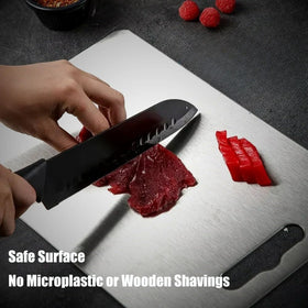 Zaucet Titanium Cutting Board front side 14x10 for versatile kitchen prep.