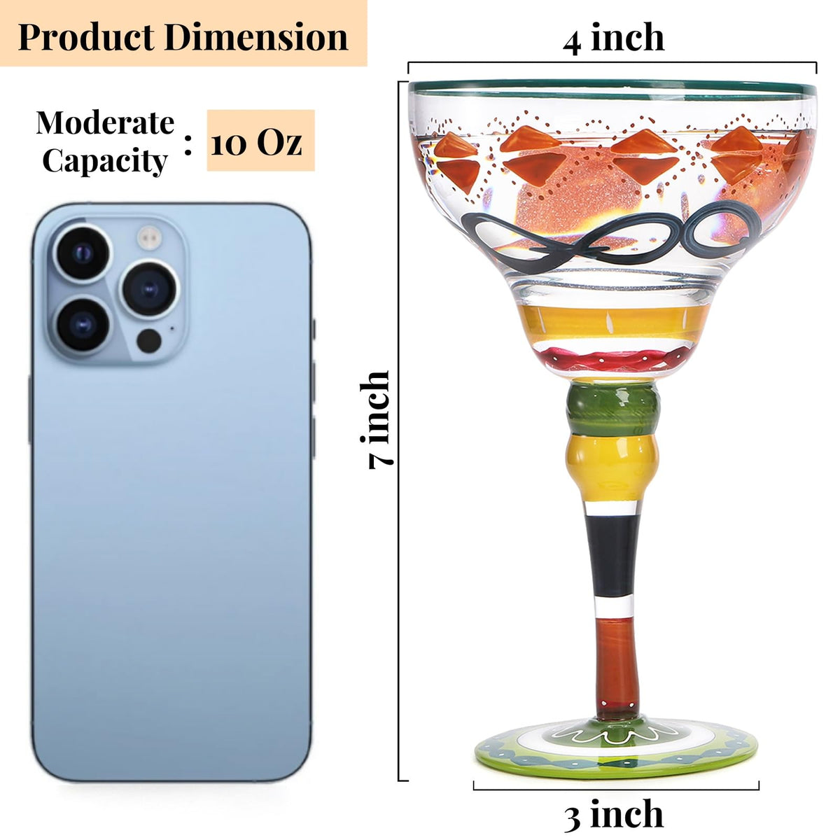 ZAVOOS 10oz margarita glass offers ample capacity for cocktails.