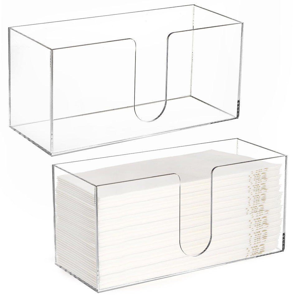ZAVOOS acrylic paper towel holder with U-shaped front for easy grabbing on counters.