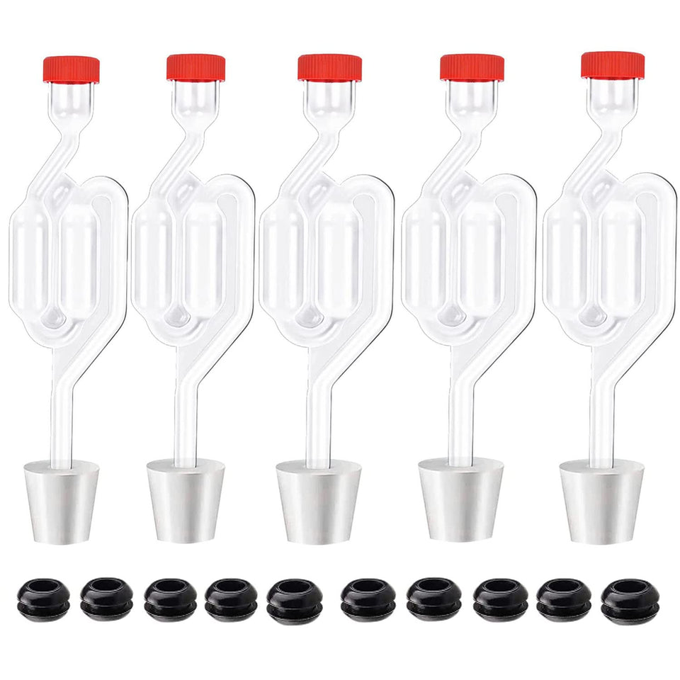 Zazolyne airlock shape bubble, 5-pack for clear fermentation monitoring.
