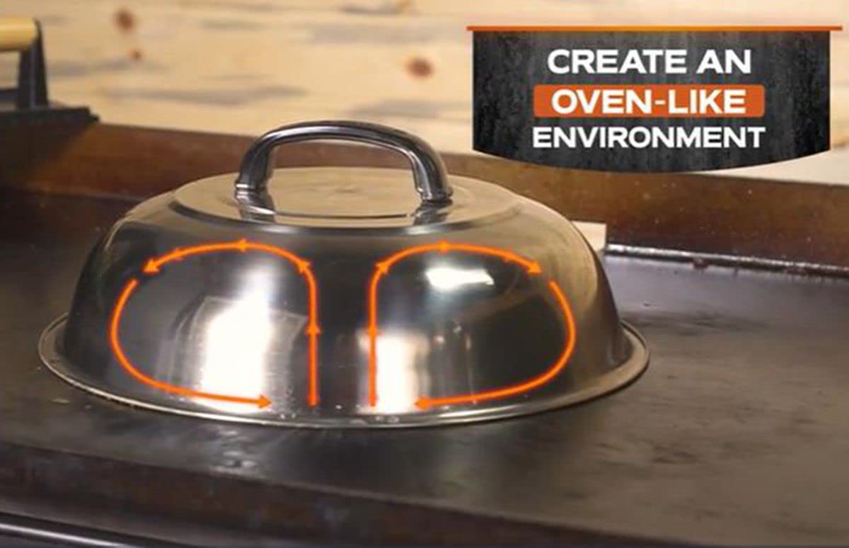 Set of 3 wok lids covers multiple patties for efficient grilling
