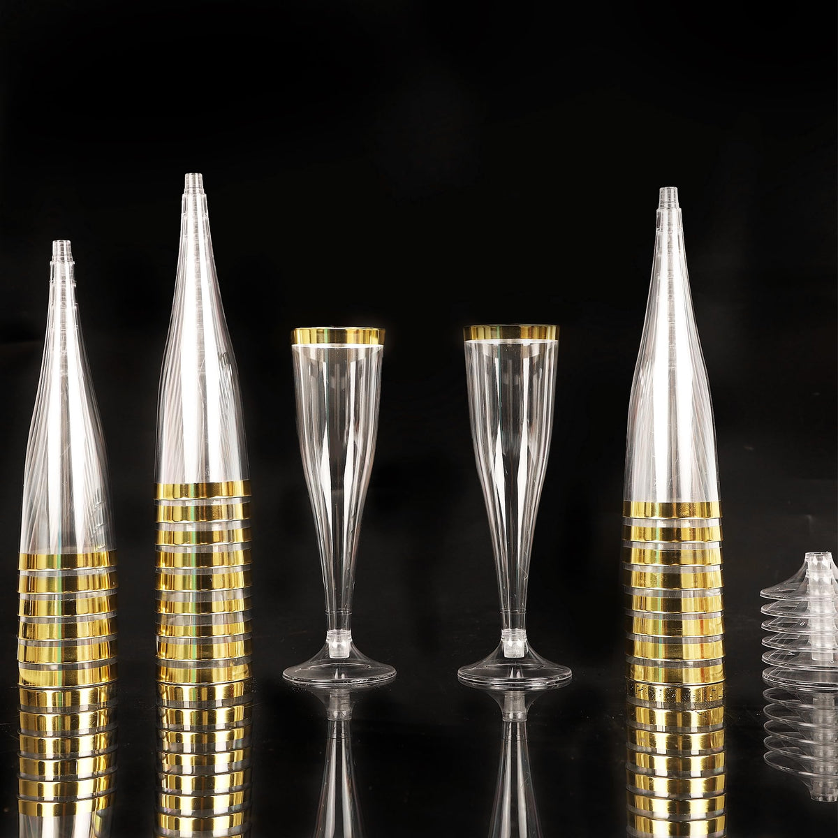 Zcaukya champagne flutes assembly step with bottom-insert design