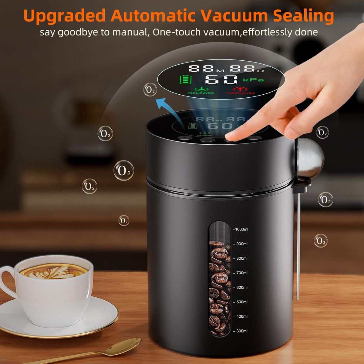 ZDXBO LED display shows vacuum status and date tracker for easy freshness control.