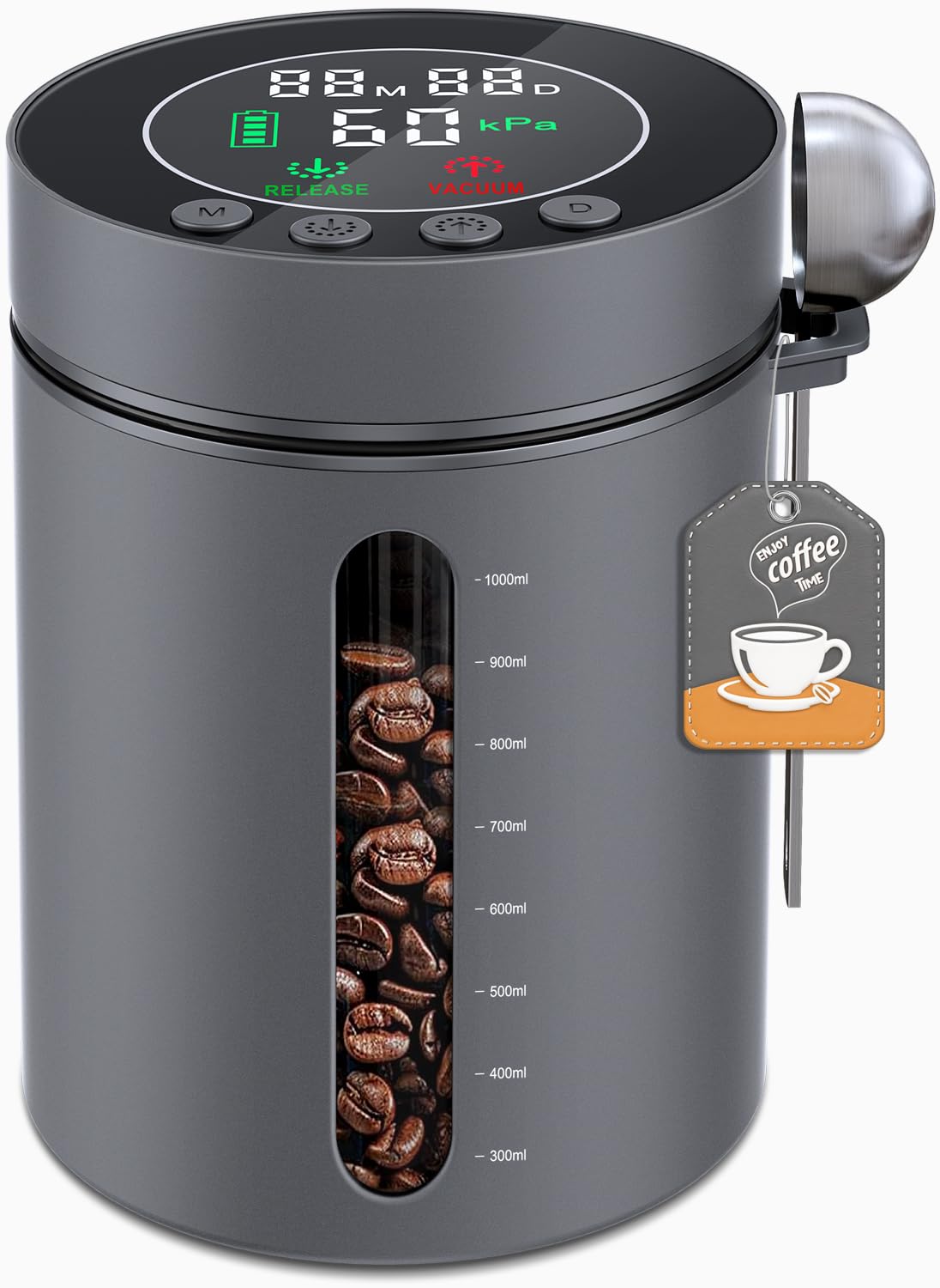 ZDXBO Automatic Vacuum Coffee Canister shows a tight seal for fresher beans.