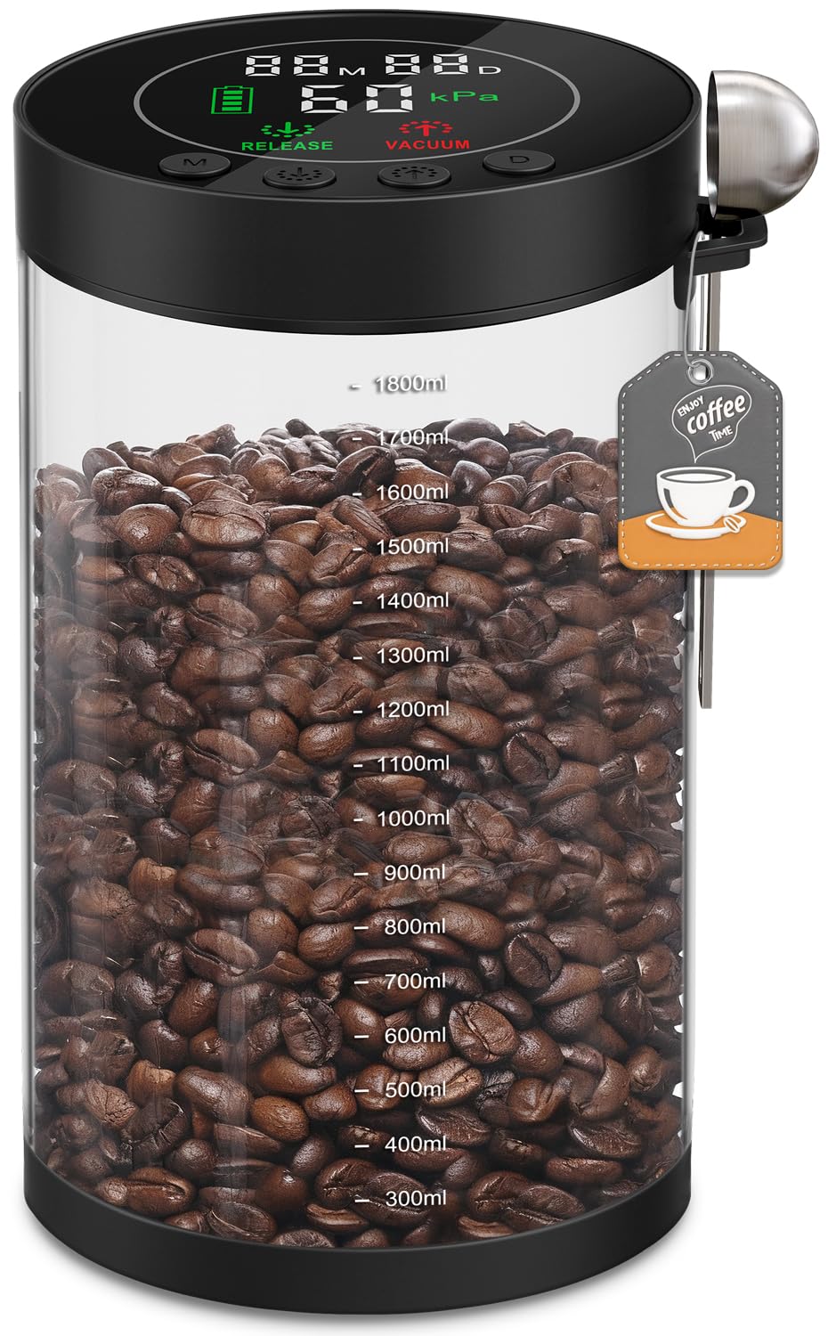 ZDXBO electric vacuum coffee canister with lid-seal for airtight freshness on your counter.