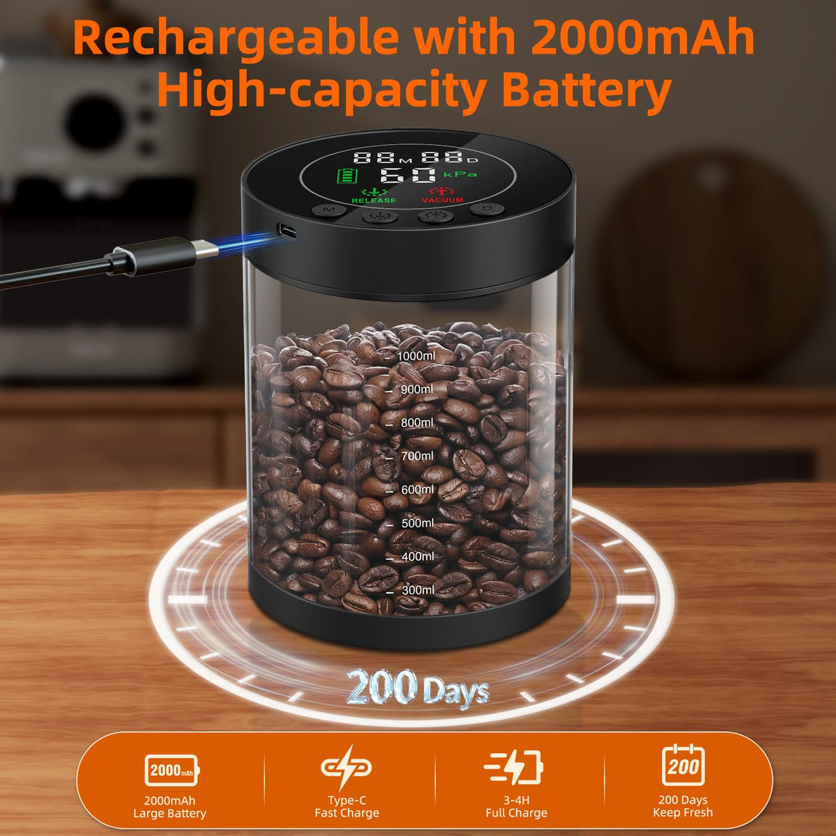 ZDXBO rechargeable via USB-C fast charging for cordless convenience
