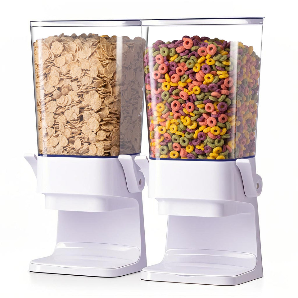 Zeadesign cereal dispenser on the countertop for easy, mess-free access.