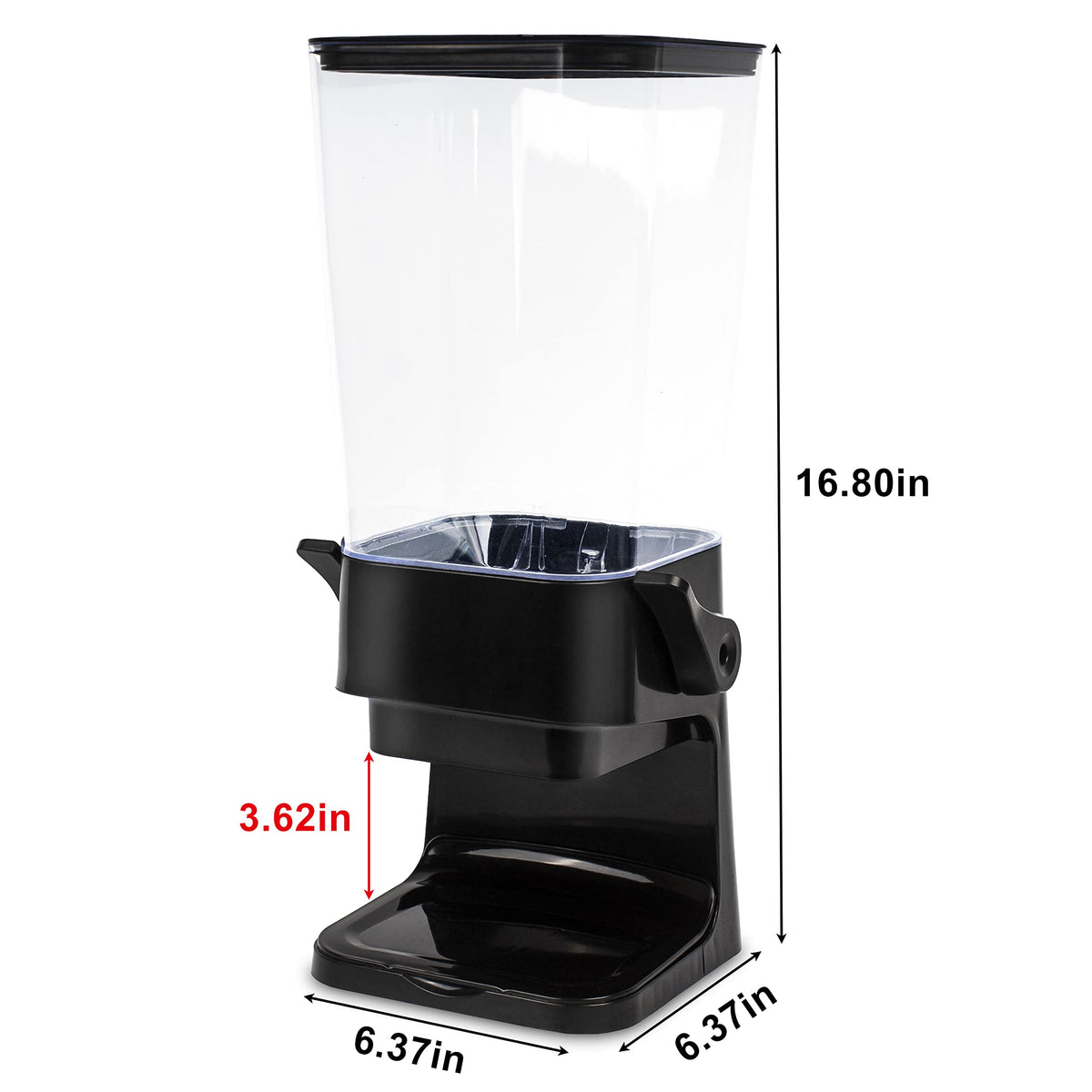 Zeadesign cereal dispenser lever handle in use for easy portion control.