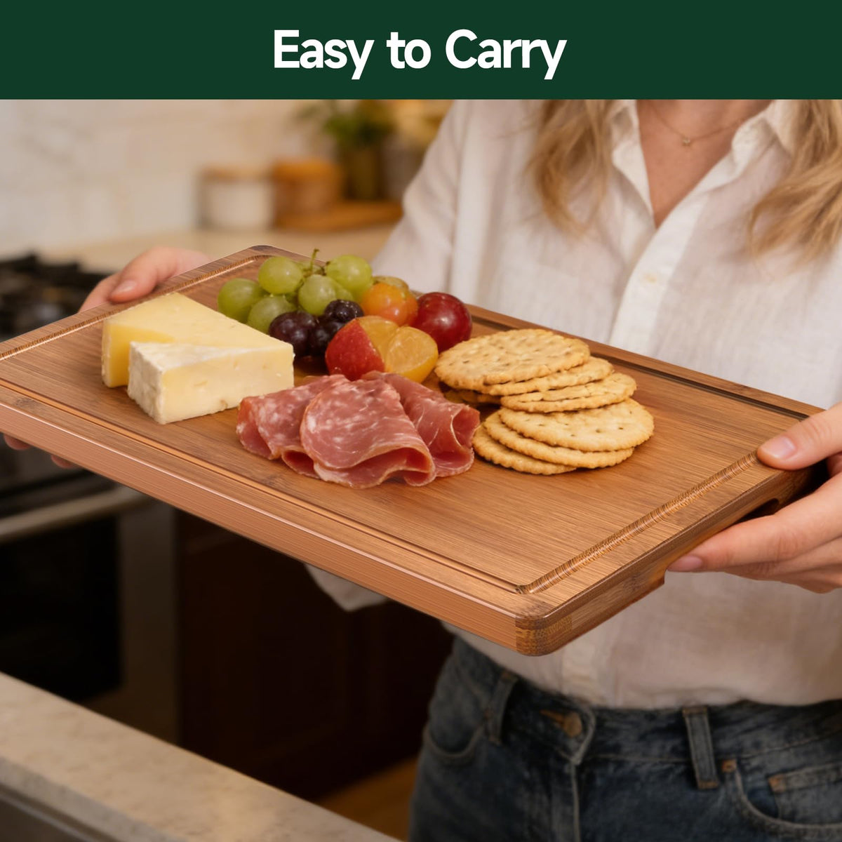 Zeawec knife-friendly board prevents splinters while slicing meat or vegetables.