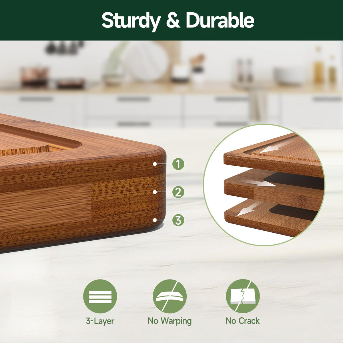 Zeawec pre-oiled surface cutting board helps protect knife edges during chopping.
